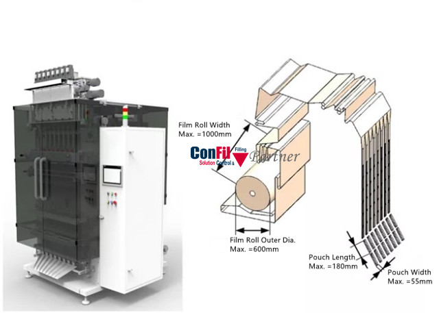 Vertical 8 Lanes Stickpack Packaging Machine For Powder Granular Liquid