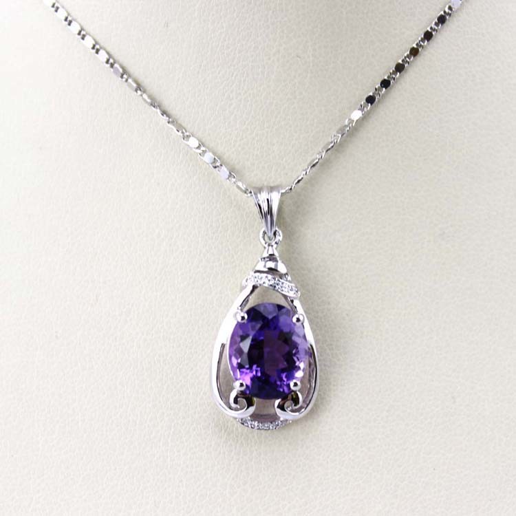 925 Silver Jewelry 9mmx11mm Amethyat Cubic Zircon Pendant(PSJ0406)