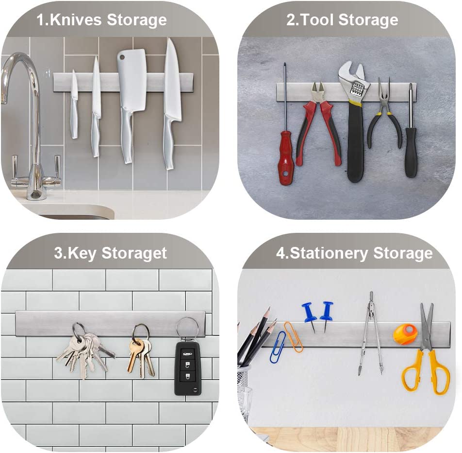 12 Inch Magnetic Knife Strip Logo Silk Printing or Laser Metal Magnetic Wall Knife Holder