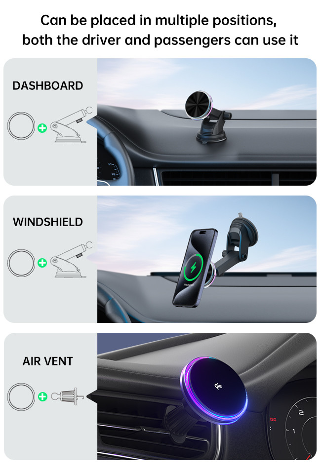 Original Design Magnetic Car Phone Holder With Ambient Light And Customizable RGB Lights For A Unique Look