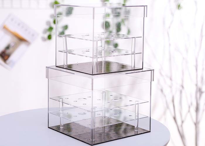 Square Waterproof Acrylic Flower Box With Lid For Packing Environmentally Friendly
