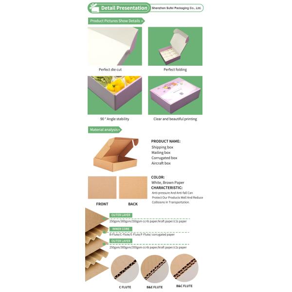 E Flute Corrugated Carton Box Self Sealing Recycled Corrugated Shipping Boxes