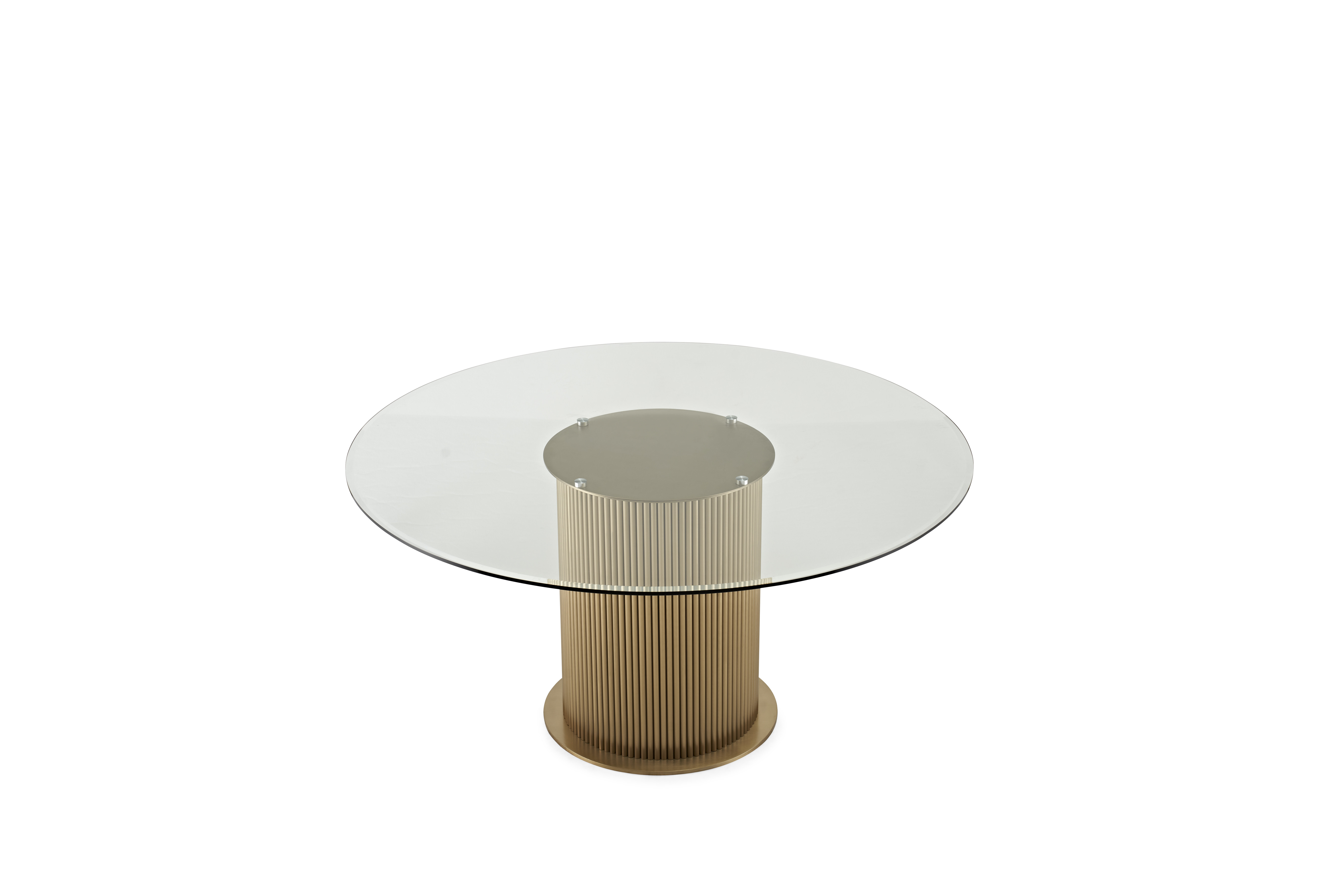 Luxury Modern Home Restaurant Dining Room Furniture Set 6 Seater Glass Top Round Dining Table