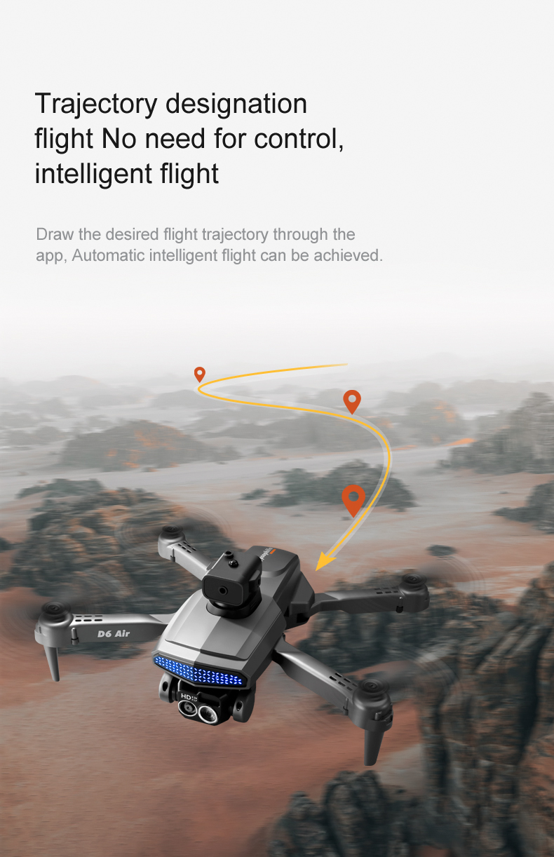 D6 Air Mini Drone Professional 4k HD Camera Quadcopter with Foldable Design Obstacle Avoidance and Remote Control
