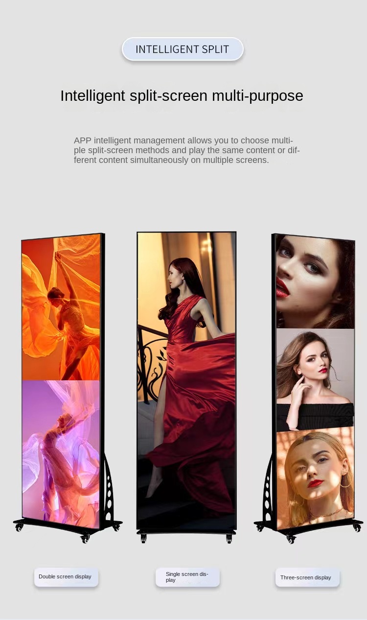 Floor Standing IP40 Mirror LED Screen P2.5 HD Video Advertising Poster Display