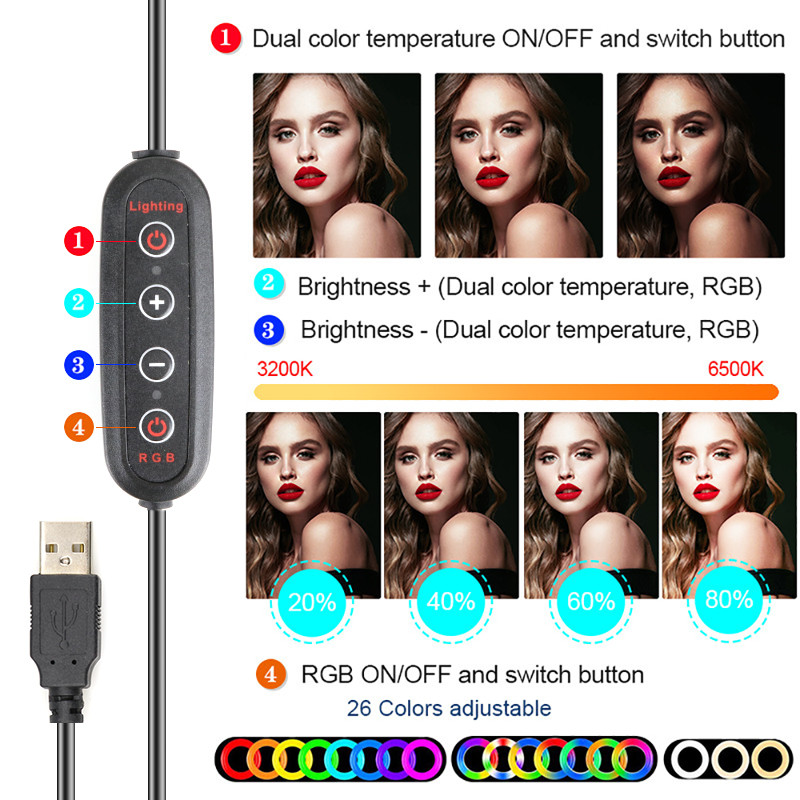 13 Static 3.7V Selfie Ring Light With Tripod Stand And Phone Holder