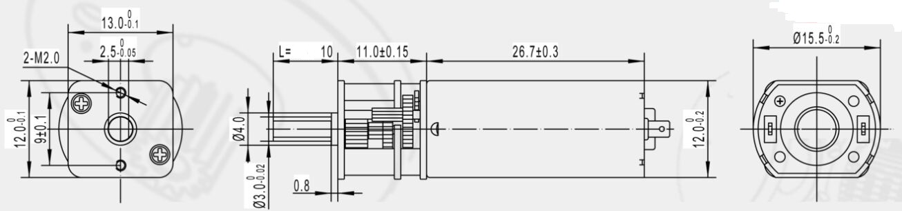 13mm DC Motor Gearbox High Torque Low Rpm Dc Motor Dimensions