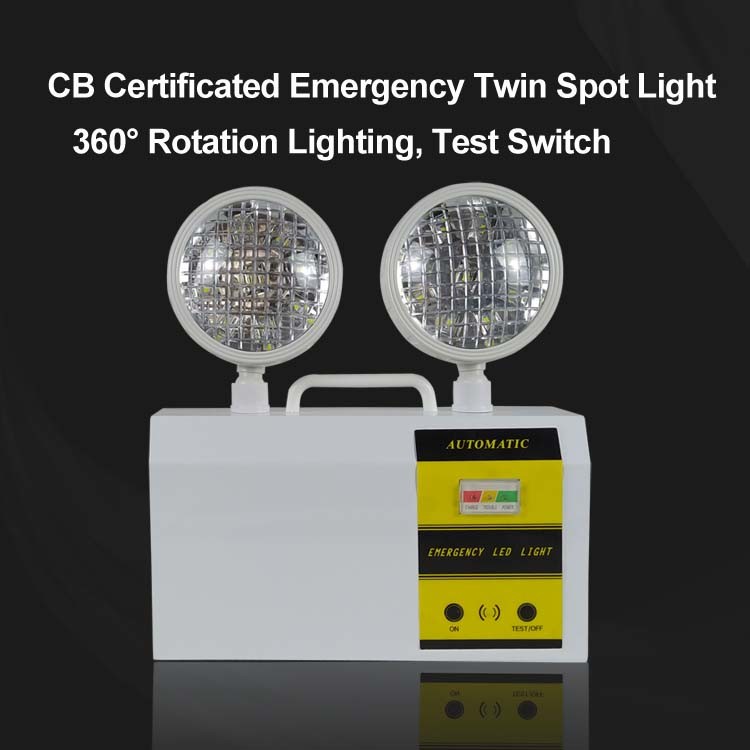 8 Hours Iron LED White Twin Spot Emergency Light