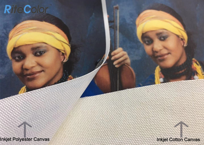 Inkjet Digital Printing Polyester Canvas Rolls , Wide Format Canvas Digital Print Fabric