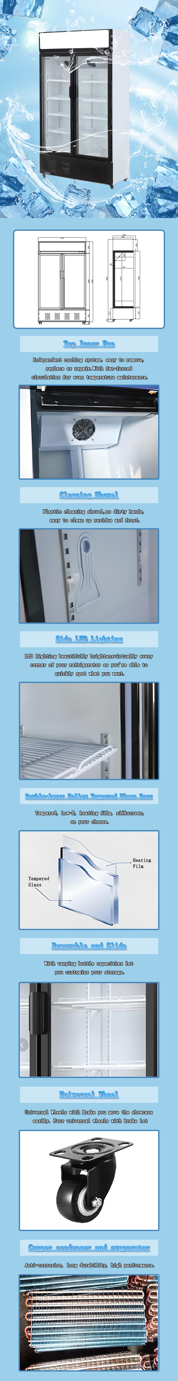 45mm Foaming Glass Door Cooler Upright Display Independent Refrigeration System