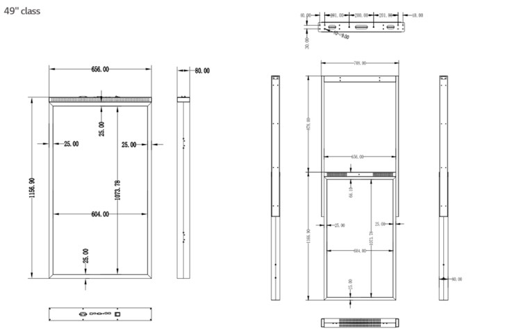 High Brightness Double Side 49inch LCD Window Display For Commercial