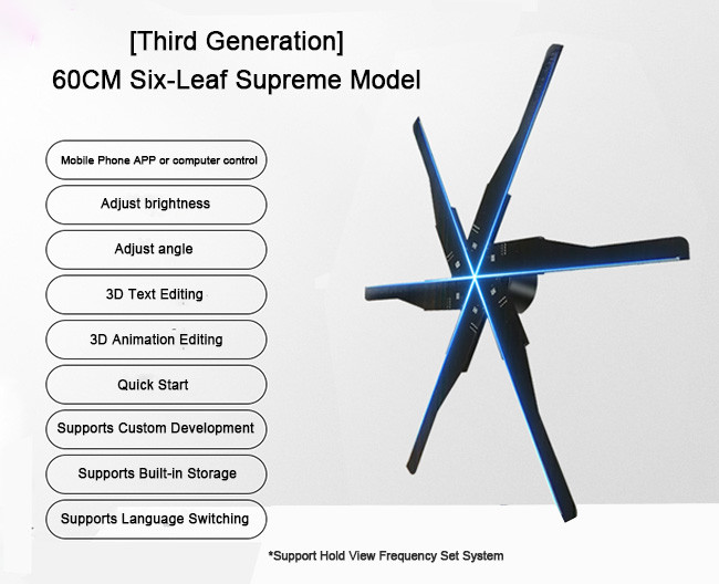 60CM Slim 3D Fan Hologram 3D Holographic Projection For Art Galleries