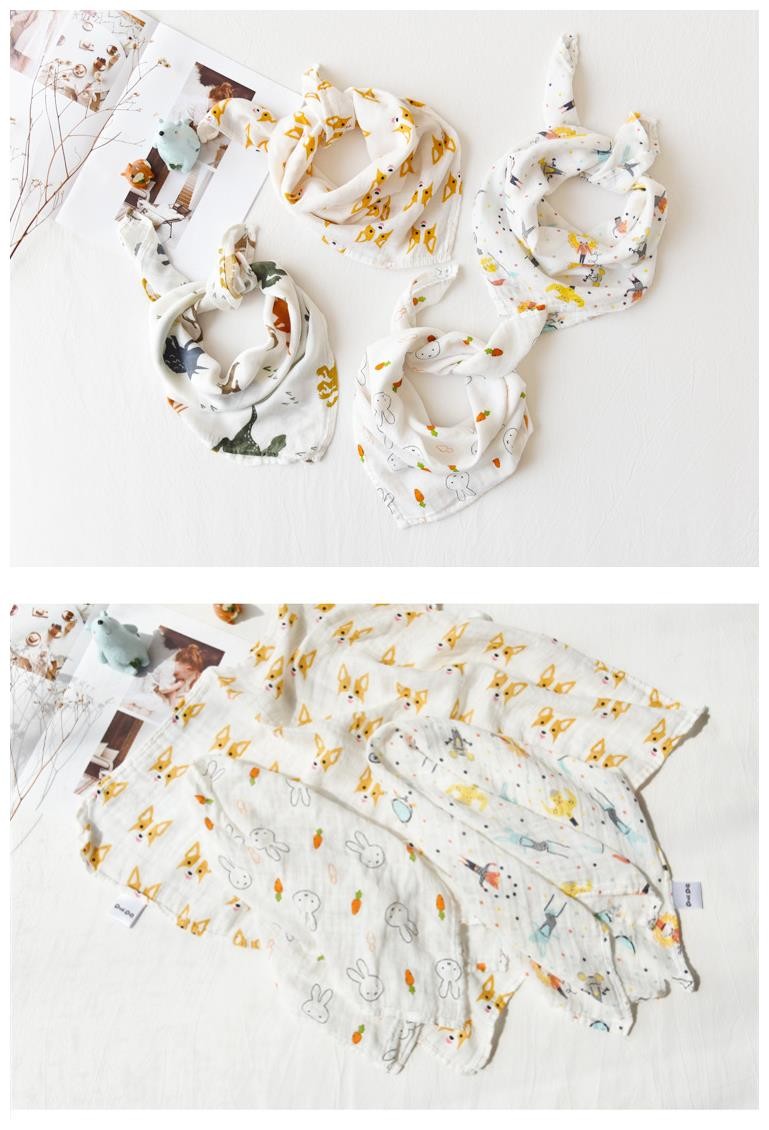 Double Layer Colored Organic Cotton Baby Mouth Towel Multifunctional Baby Bibs
