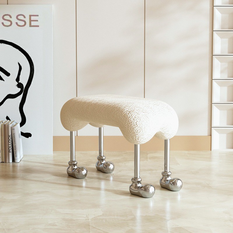 Velvet Star Hotel Bed End Stool Cream Style Dog Stool