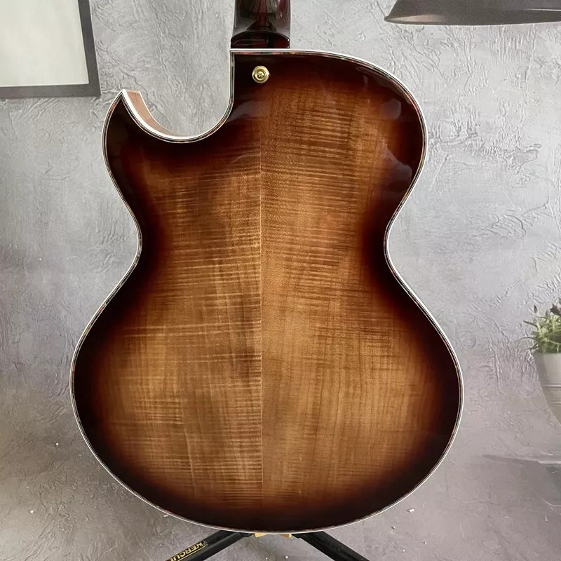 Custom Vintage Burst Byrdland Jazz Electric Guitar Flamed Maple Top with Gold Hardware HH Pickups