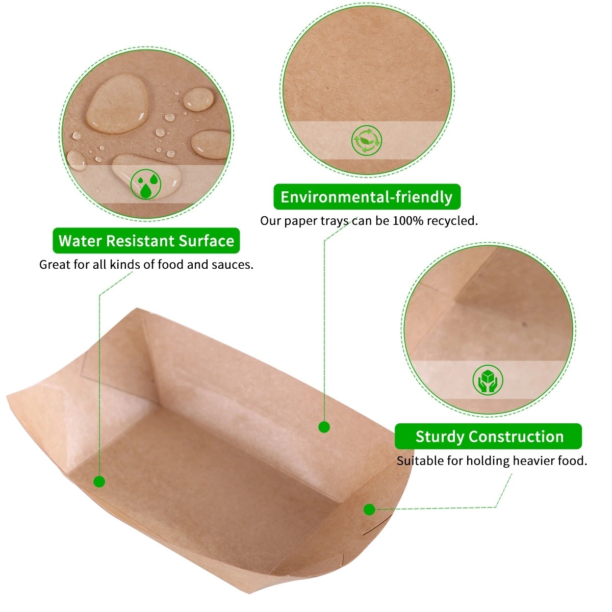 Kraft Paper 125mm Boat Disposable Paper Containers