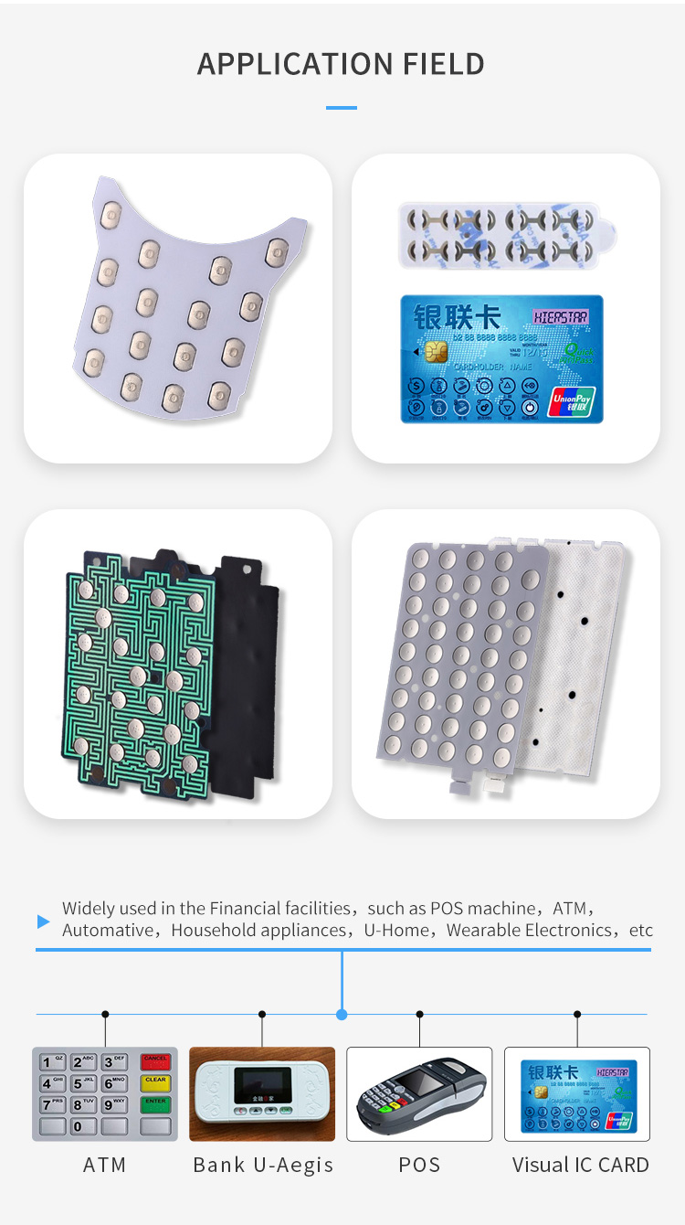 Dustproof Metal Dome Arrays Customized PET Silver Pattern Printing For Bank Devices