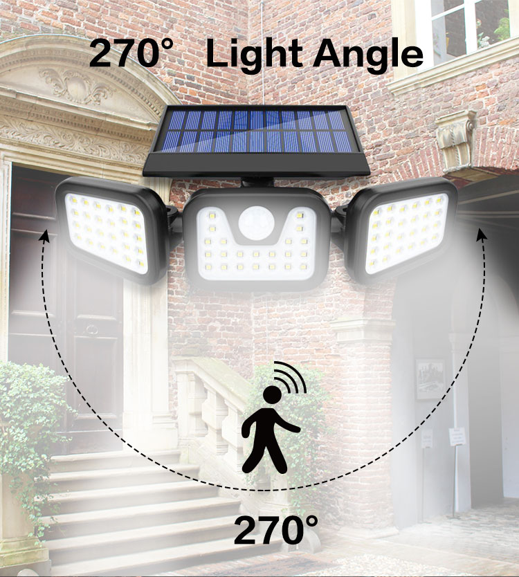 IP65 ABS Outdoor Solar Garden Light 74 LM LED Three Mod Wall 5000K