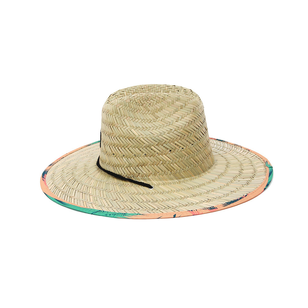 Round Beach Patch Straw Hat For Tropical Fishing Eco Friendly