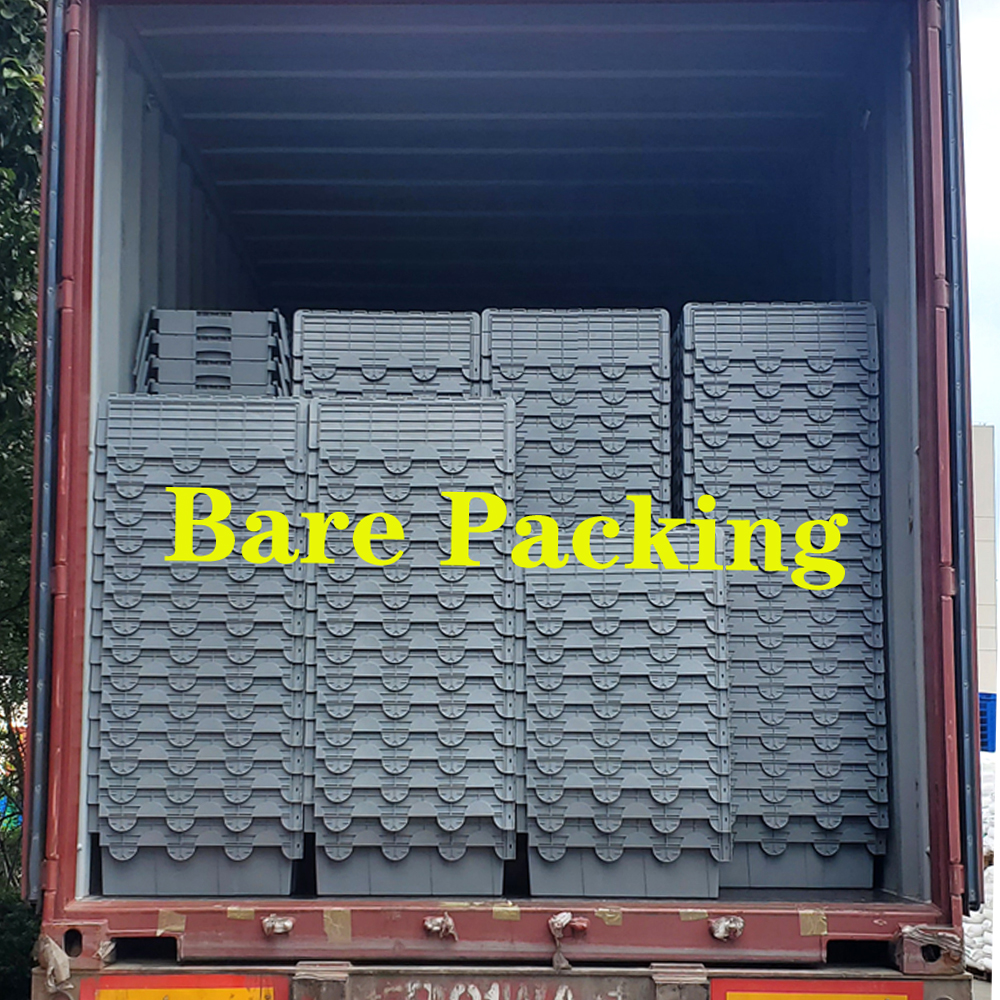 Heavy Duty Stackable Nesting HDPE Plastic Crates With Attached Lid Totes 67 ltr