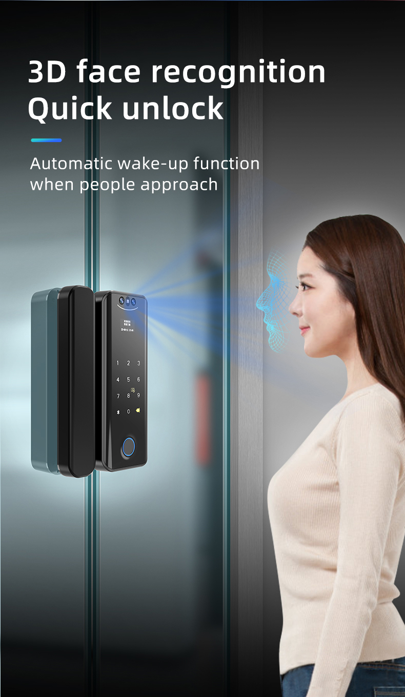 Tuya Face Recognition Glass Digital Fingerprint Password Card Key Door Lock For Home