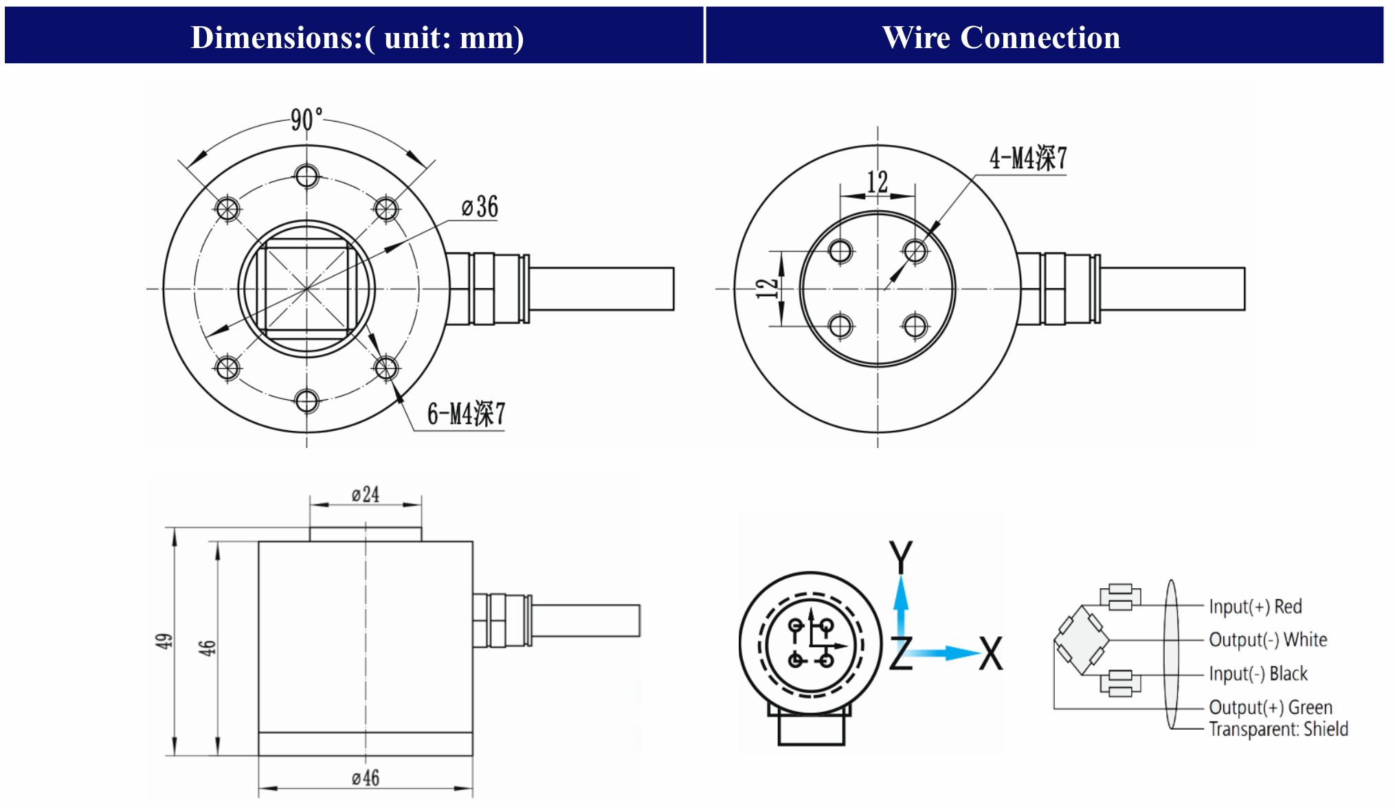 Multi-axis Load Cell 3 Axis Force Sensor 5kg,10kg,50kg,100kg Micro 3 Axis load cell Force Sensor