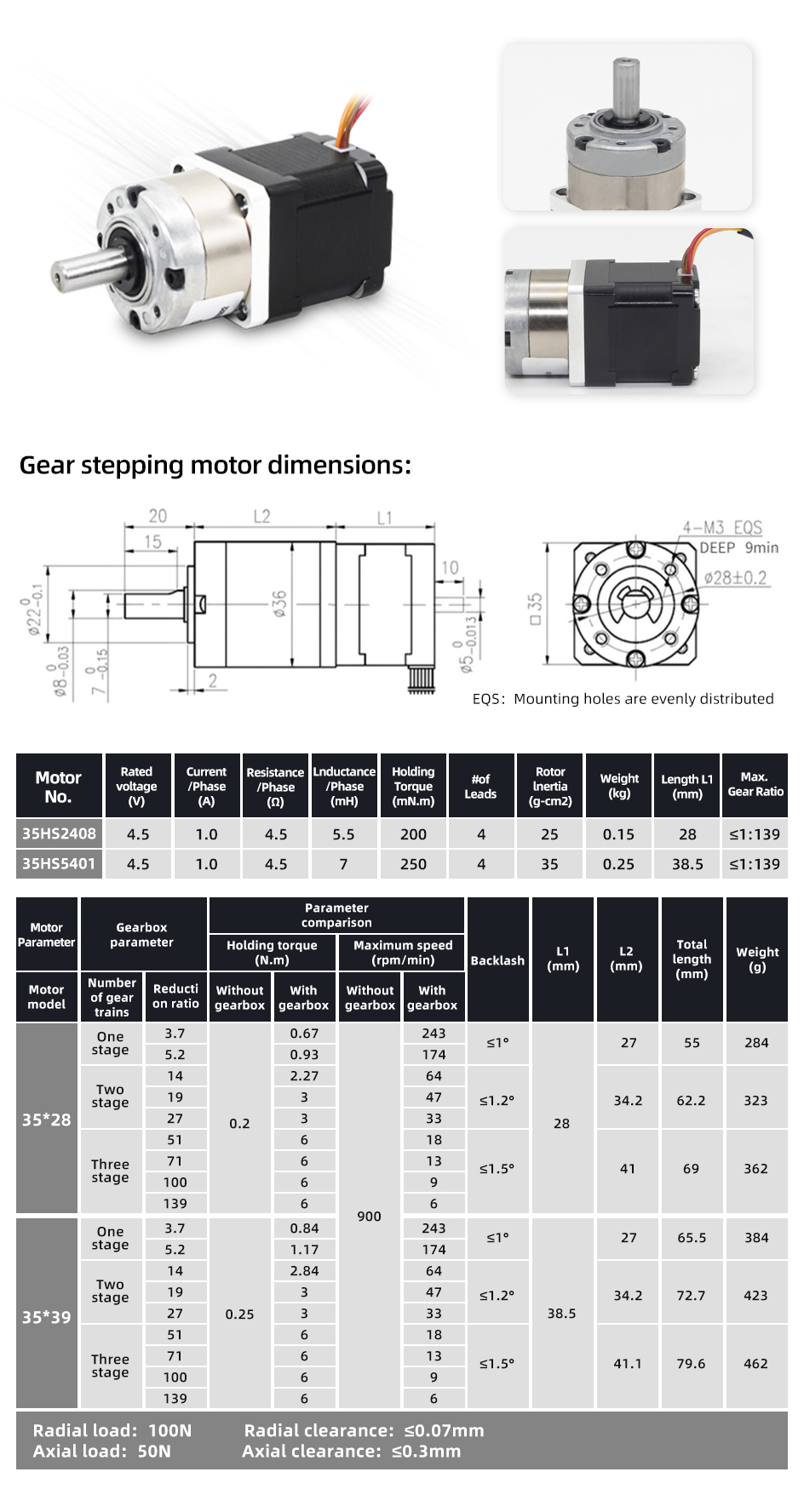 UAVS Holding Torque 200/250mN.m Nema 14 Micro Hybrid Planetary Gearbox Motor 1 13 Ratio