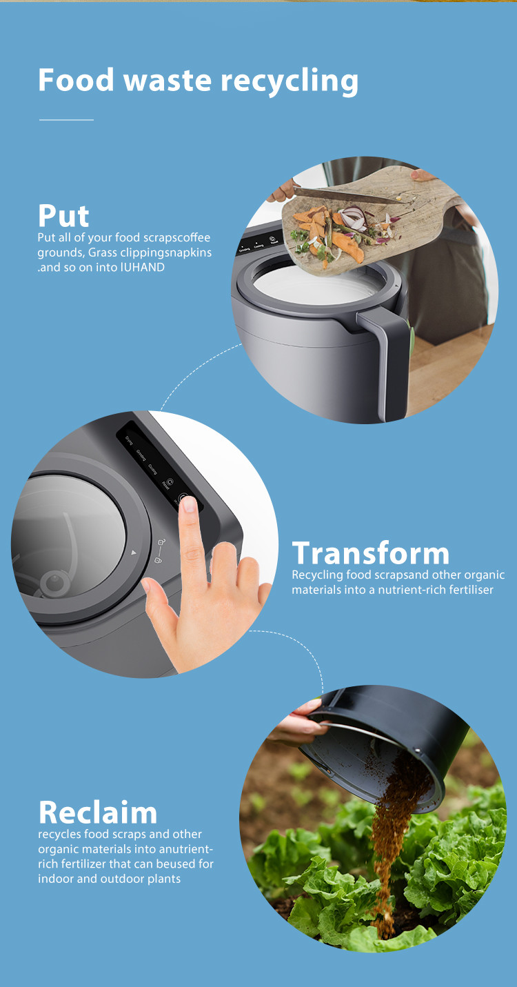 Desktop Electric Compost Maker Kitchen Automatic Bin Drying Grinding Cooling