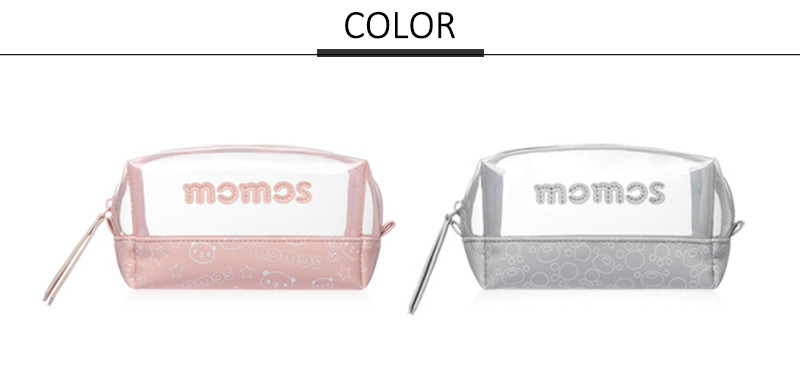 Factory Direct Sell Pink Mesh Leather Cosmetic Bag With Logo Custom
