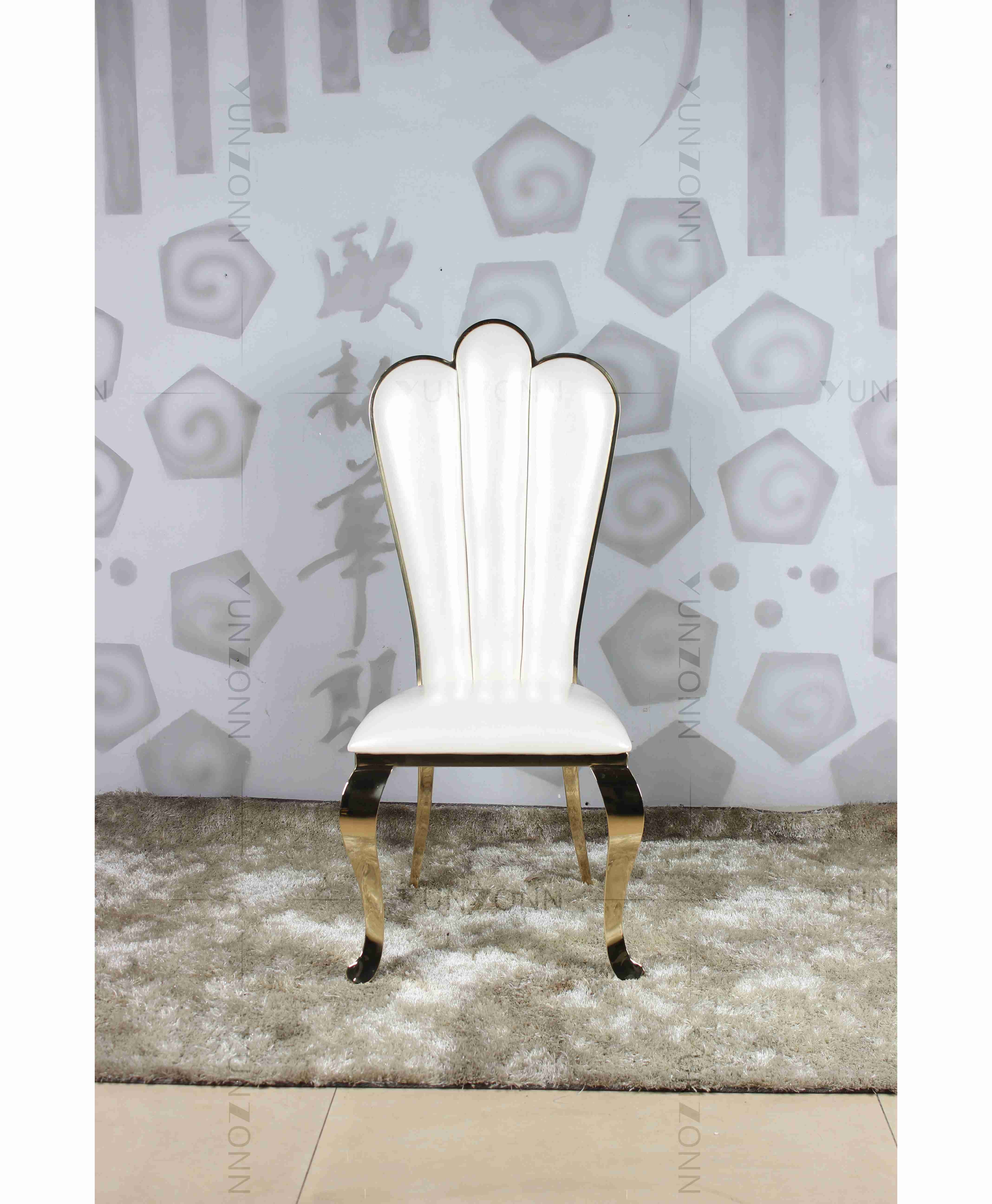 White PU wholesale banquet chairs wedding stainless steel gold chair