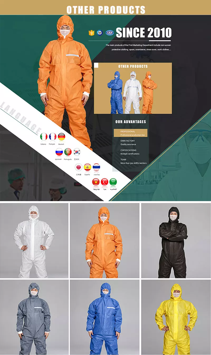 PPE Non Woven Hazmat Suit White Chemical Uniform Disposable Jumpsuit Medical