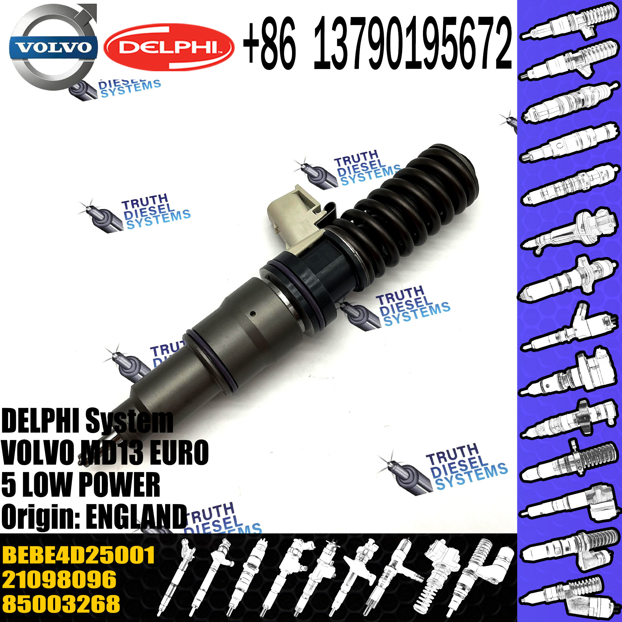 4 PINS Fuel Common Rail Injector 3801392 BEBE4D25001 BEBE4D25101 for VOL MD13 EURO 5 LOW POWER