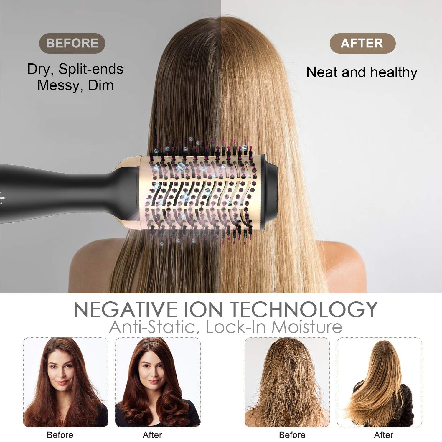 Professional Hot Air Thin Hair Brush Dryer With Customized Logo OEM