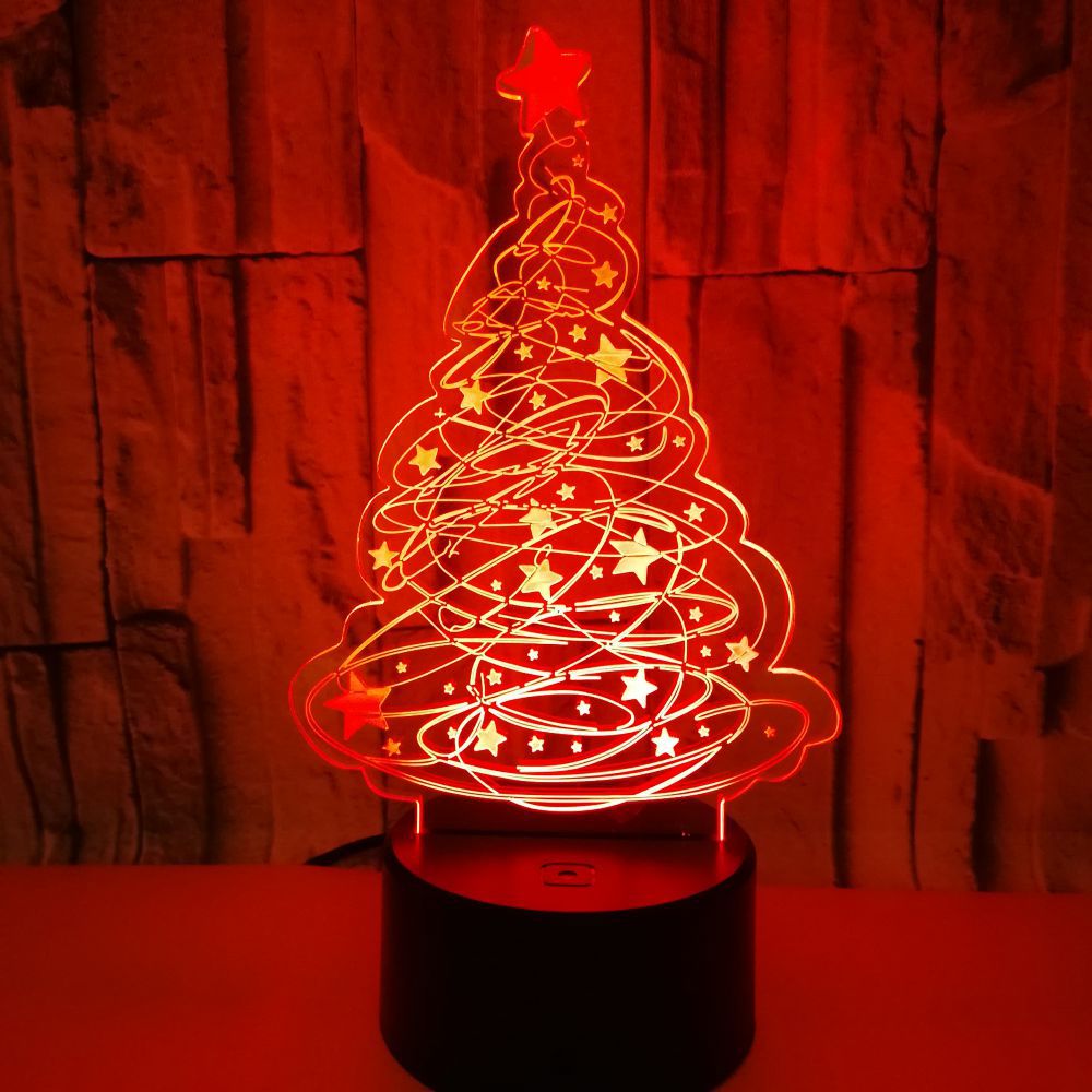 2019 Christmas tree Gift 3D night Lights Colorful LED Lights Creative Crack Small Table Lamp