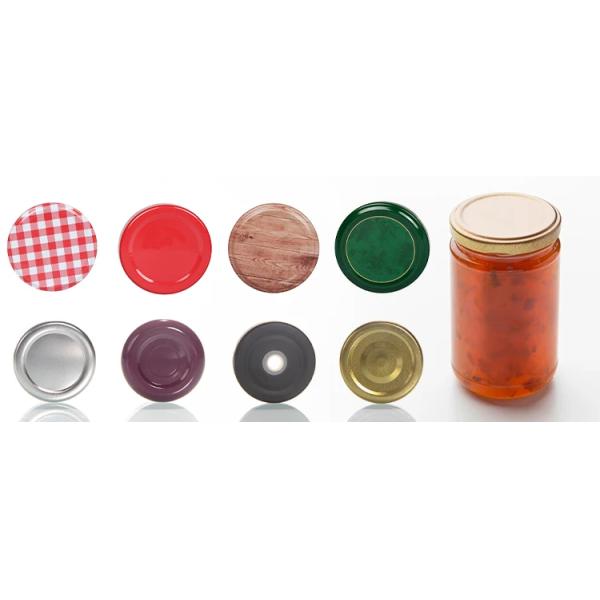 Custom Logo Transparent Food Storage Container Round Jam Food Grade Glass Jars With Mental Screw Lids for Food Packing