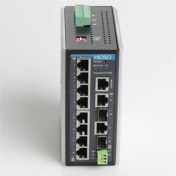 Reverse Connection Protection HiOSO IP30 Level Din Rail Ethernet Switch