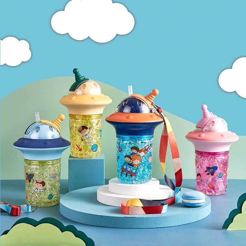 Colorful Animal Pattern Kids Cups with Sealed Lids and Leakproof Sippy Straw