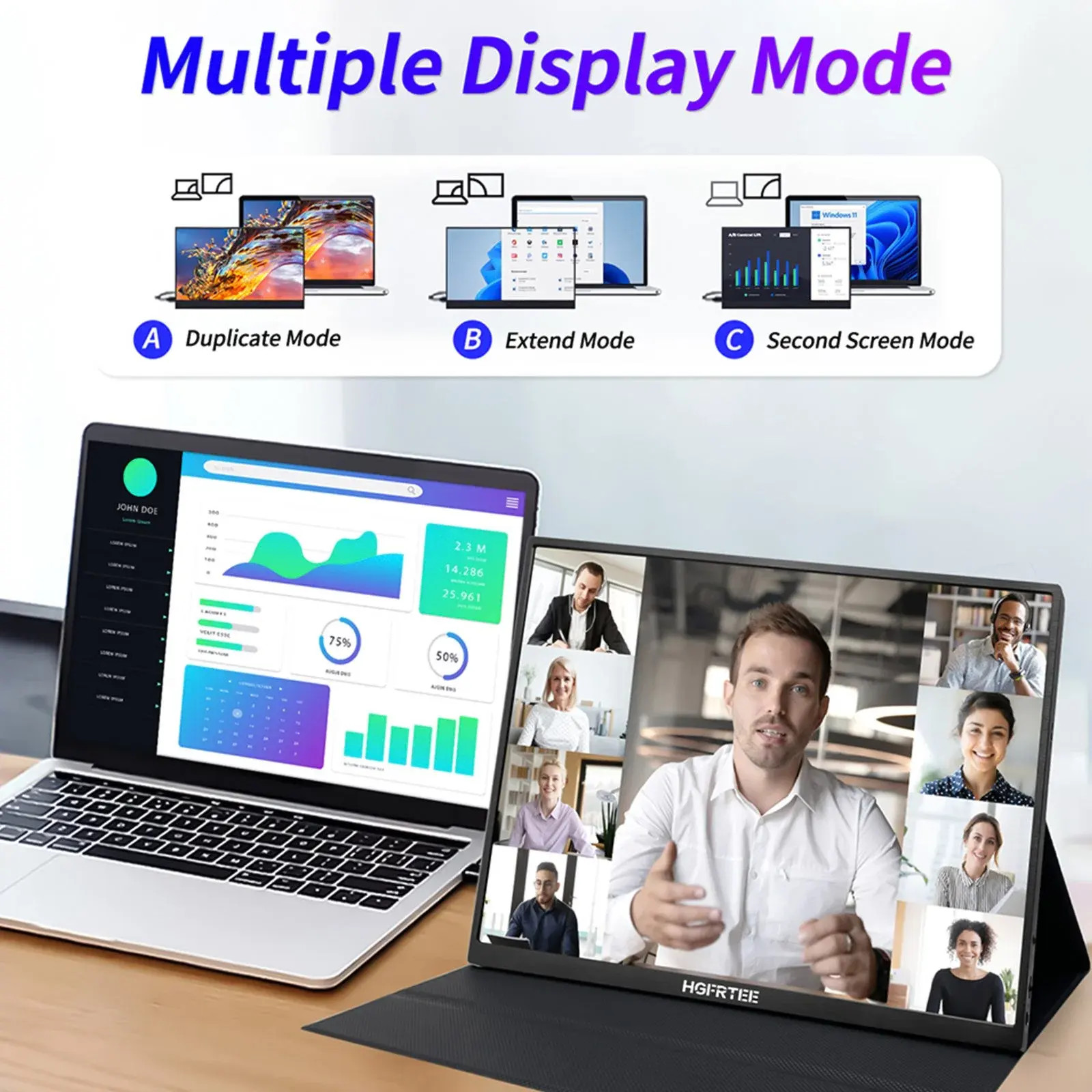 USB C 1080P 100% SRGB IPS 15.6" Portable Extended Monitor Touchscreen With Type C
