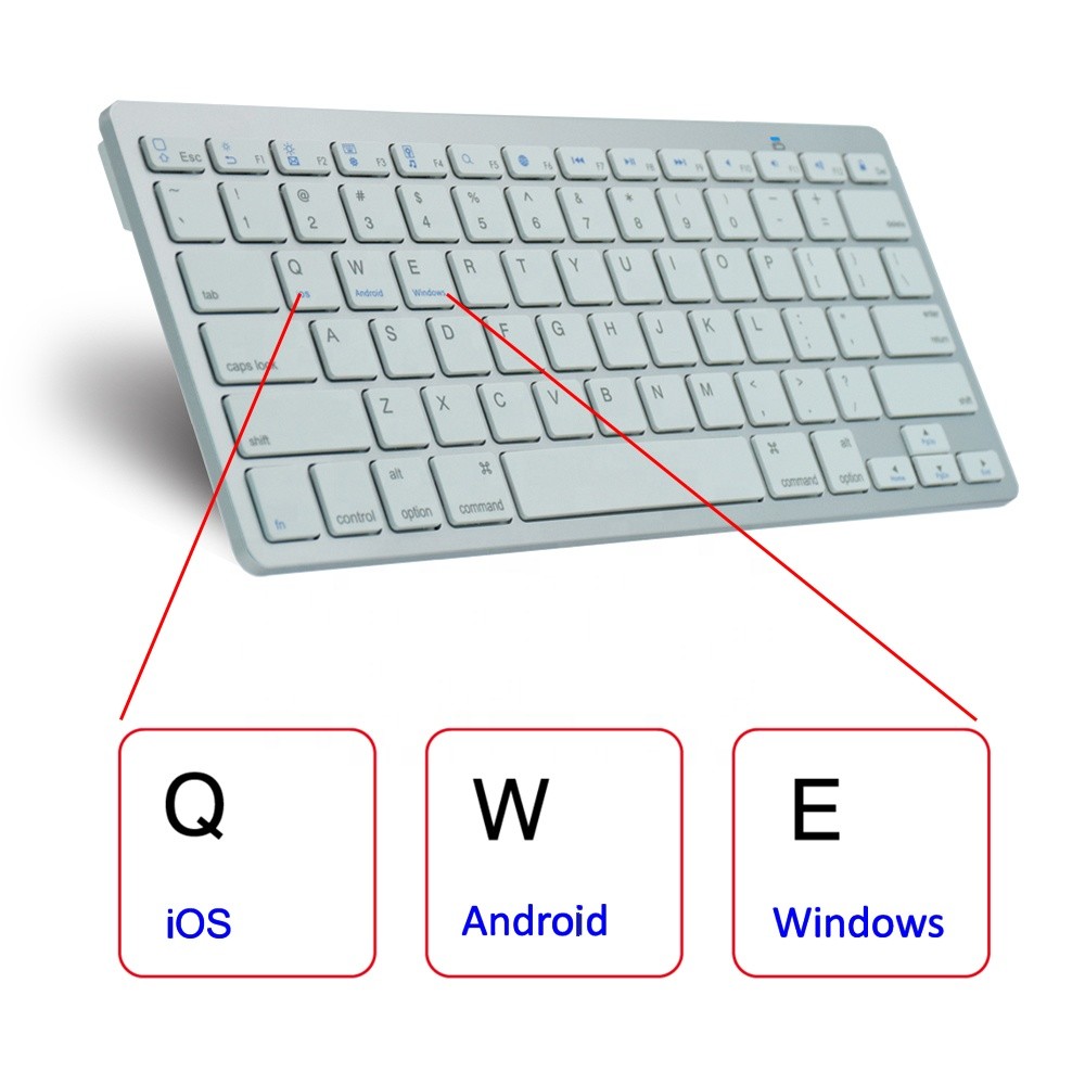 Mini Russian Bluetooth Keyboard , Slim Wireless Keyboard For Pc