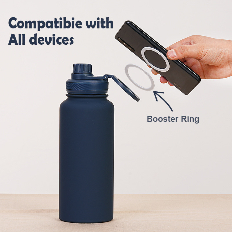 2024 New Magnetic Insulation Cup Mobile Phone Holder Water Cup Large Capacity 1L Large Mouth Stainless Steel Sports Wate