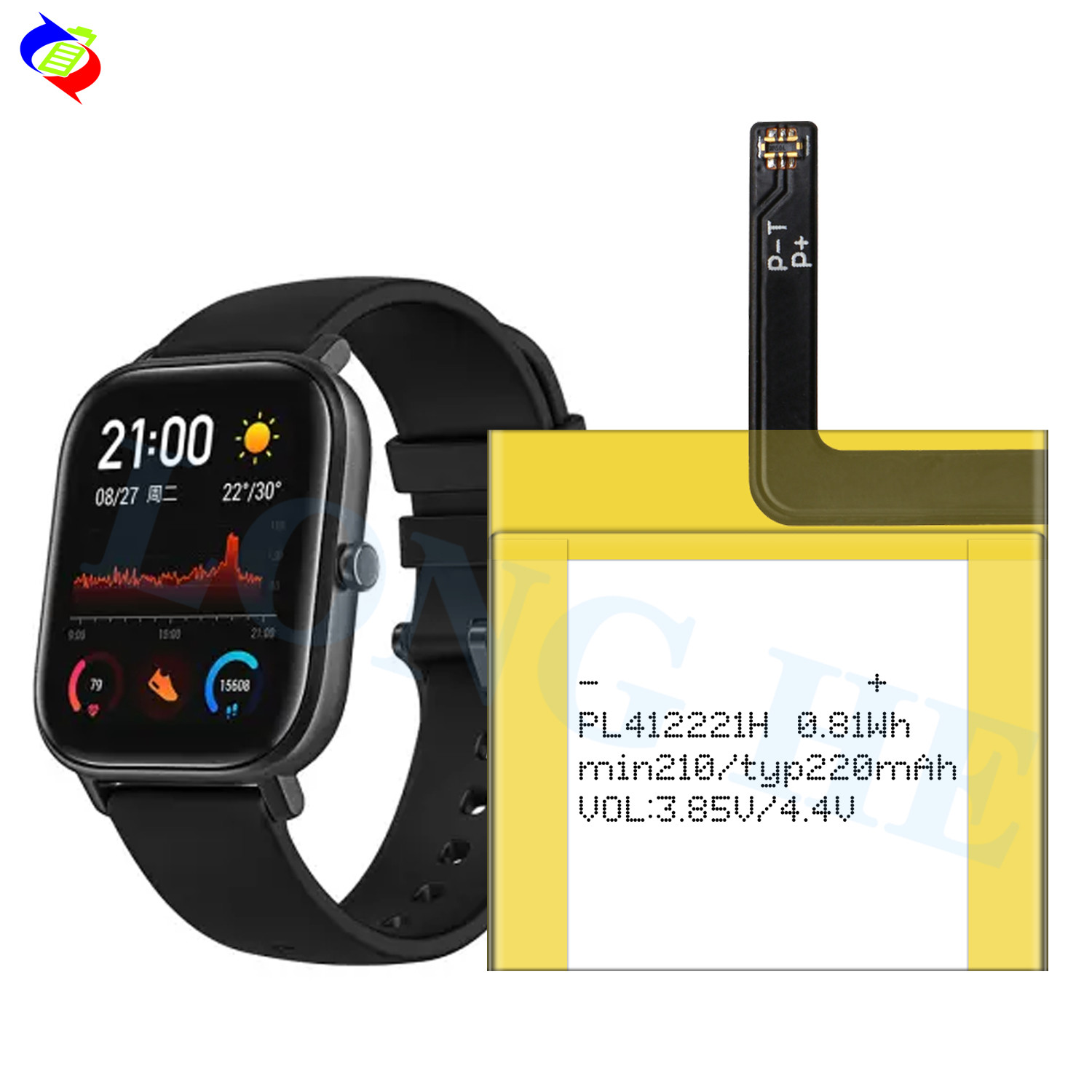 3.85V 220mAh lithium polymer battery PL412221H for huawei Smart Watch HUAWEI GTS A1914 A1913 Watch battery supplier