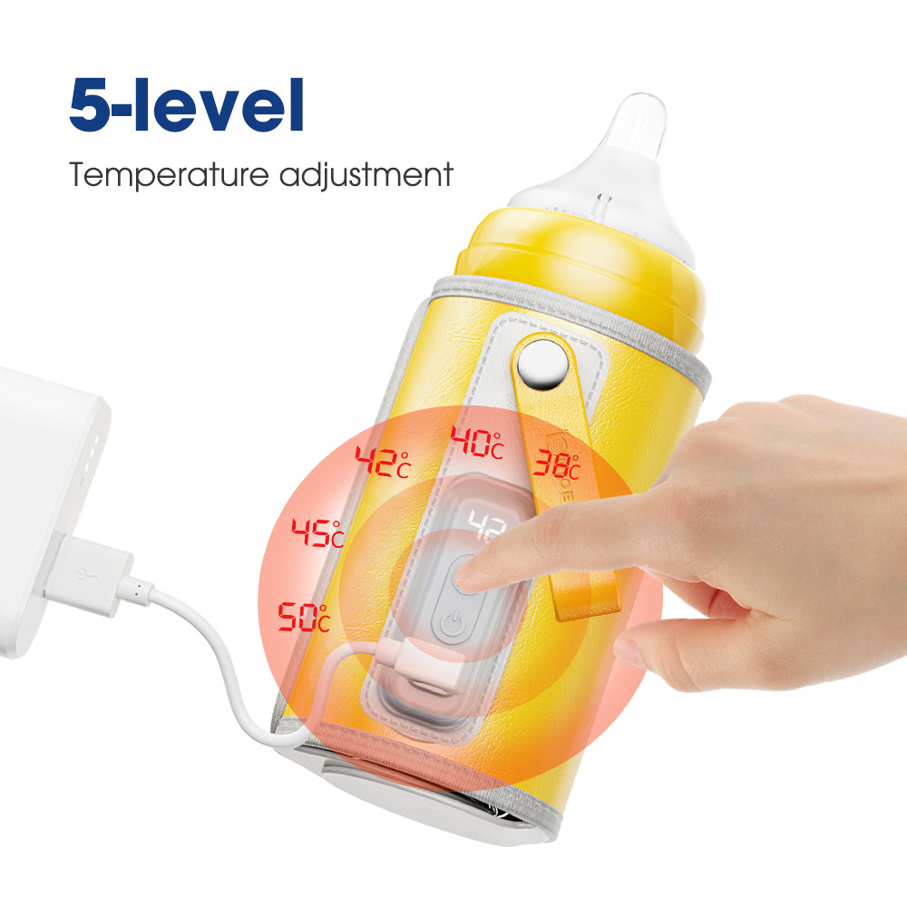 USB C Adjustable 5 Level Temperature Control Bottle Warmer Velcro For Car Travel