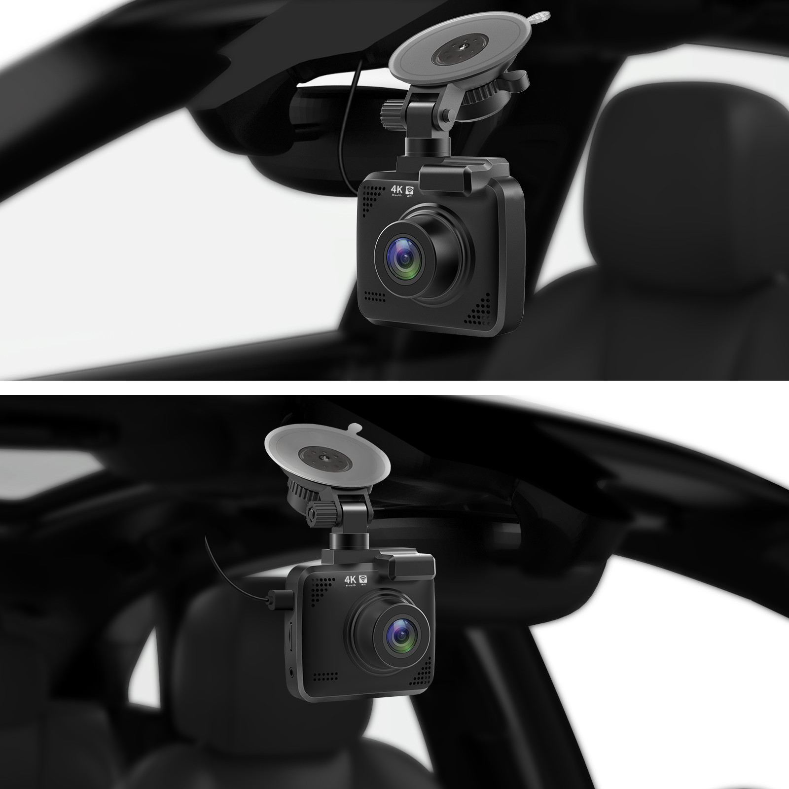 70mi Dash Cam Dual Lens 4K UHD Recording Car Camera DVR Night Vision WDR Built-In GPS Wi-Fi G-Sensor Motion Detection