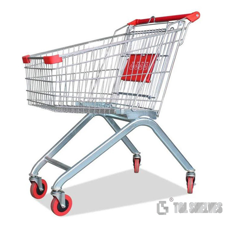 European Style Shopping Cart Trolley Steel Trolley For Supermarket