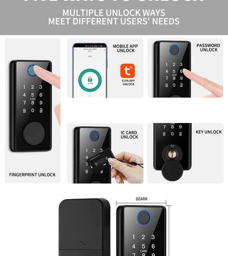 Fingerprint Deadbolt Door Lock High Security Biometric Password Unlock Smartphone Remote Control Access