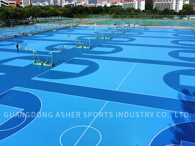 Outdoor Paint SPU Flooring Material 8mm Thickness For Basketball Court
