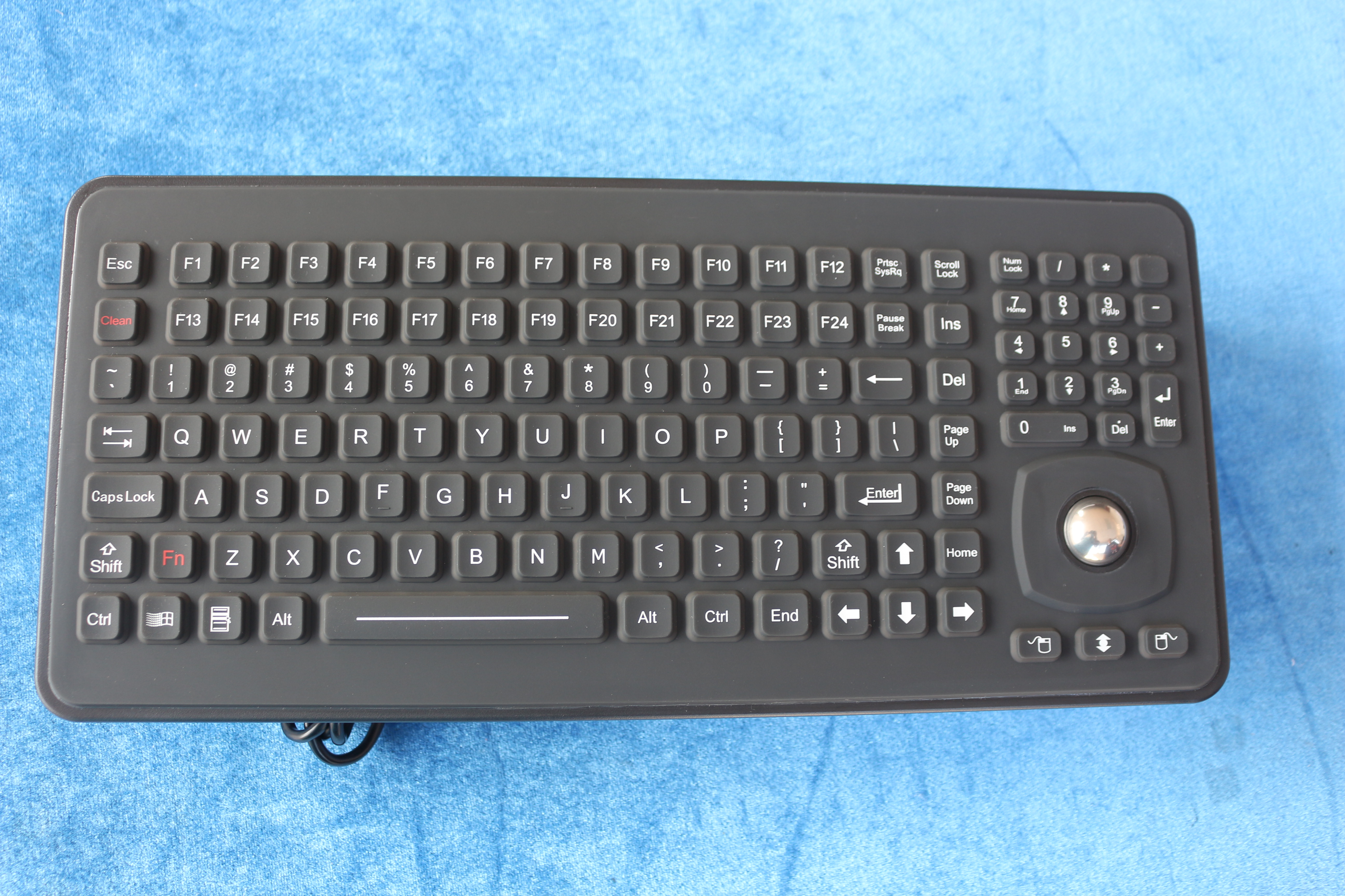 Medical Silicone Rubber Keyboard Rectangular Keys With 25mm Optical Trackball
