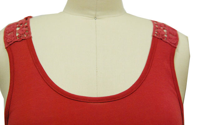 Hot Jersey U Neck Ladies Tank Tops With Big V Type Lace Sexy Customized Size