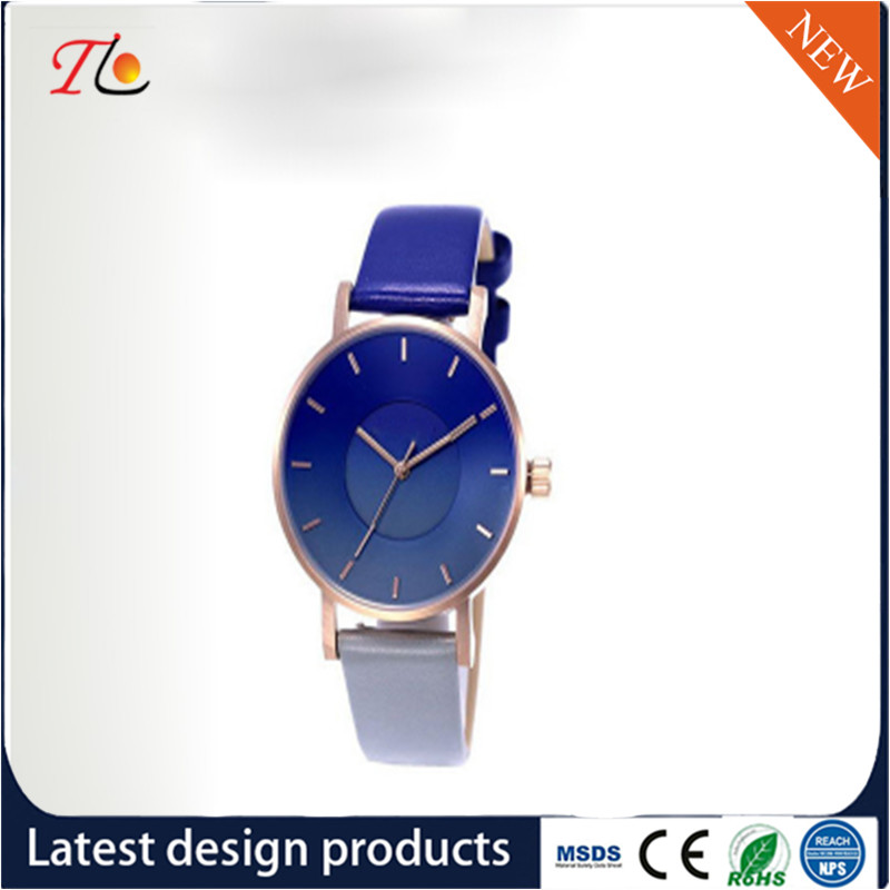 wholesale customization Pu watch alloy case quartz watch fashion watch Gradient blue watch elegant style Monochrome