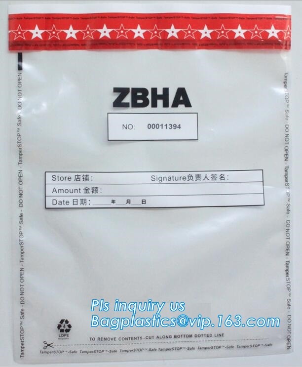 Security plastic bag with adhesive tape for cash, plastic money bag, Security Money Cash Bag For Airport/Bank and police